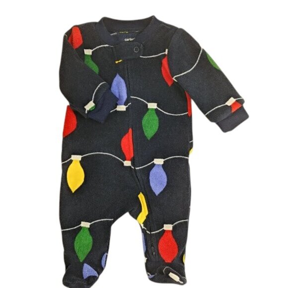 Carter's Holiday Lights Fleece 2-Way Zip-Up Footie Pajama - Newborn - Picture 6 of 6